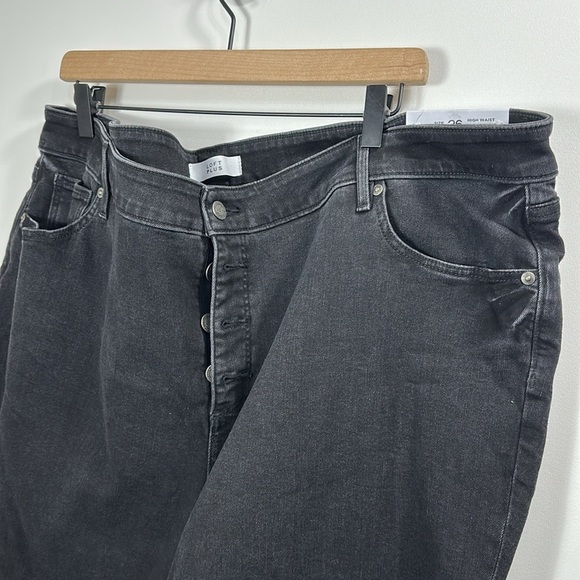 Loft Plus High Waist Skinny Crop button fly black jeans size 26. NWT. - Picture 2 of 15